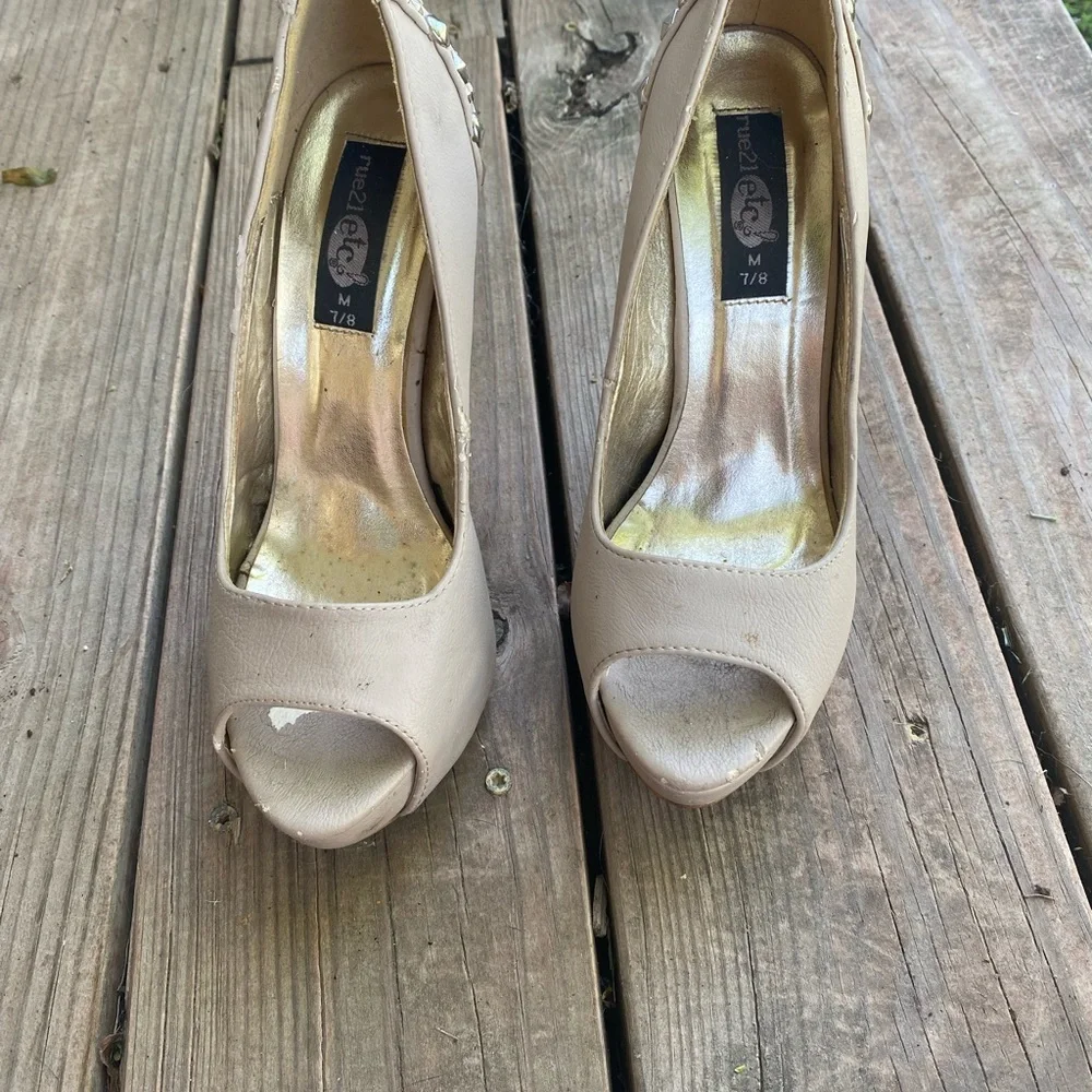 Y2K nude studded pumps stilettos - Picture 8 of 11